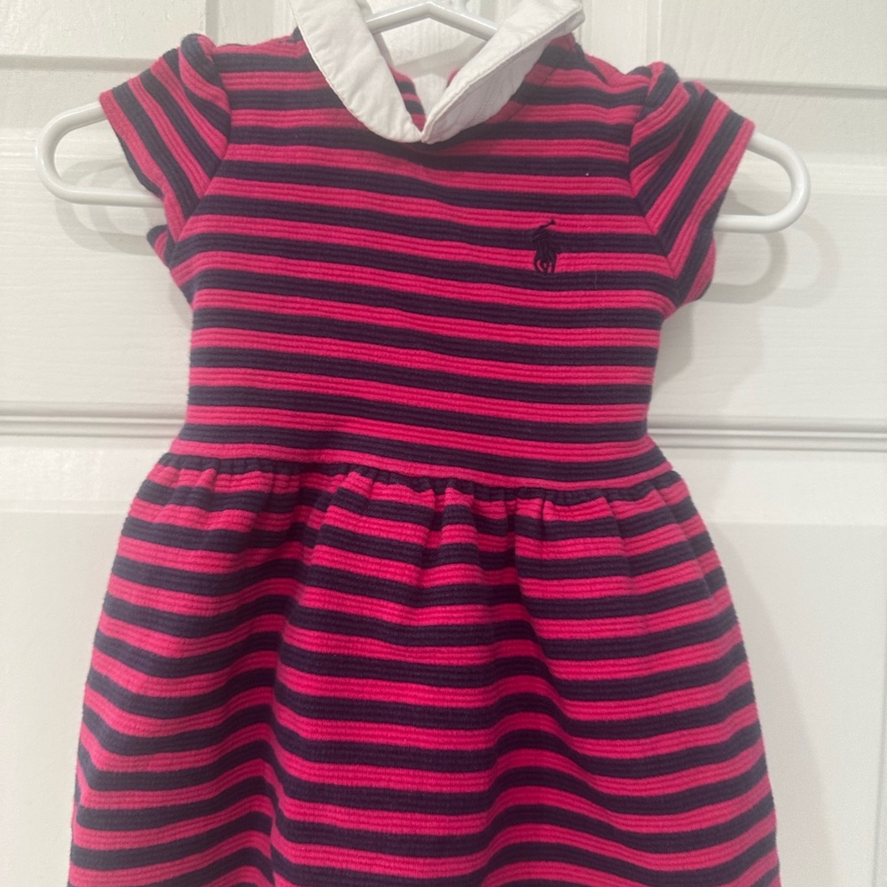 Ralph Lauren Pink and Navy Striped Kids Dress